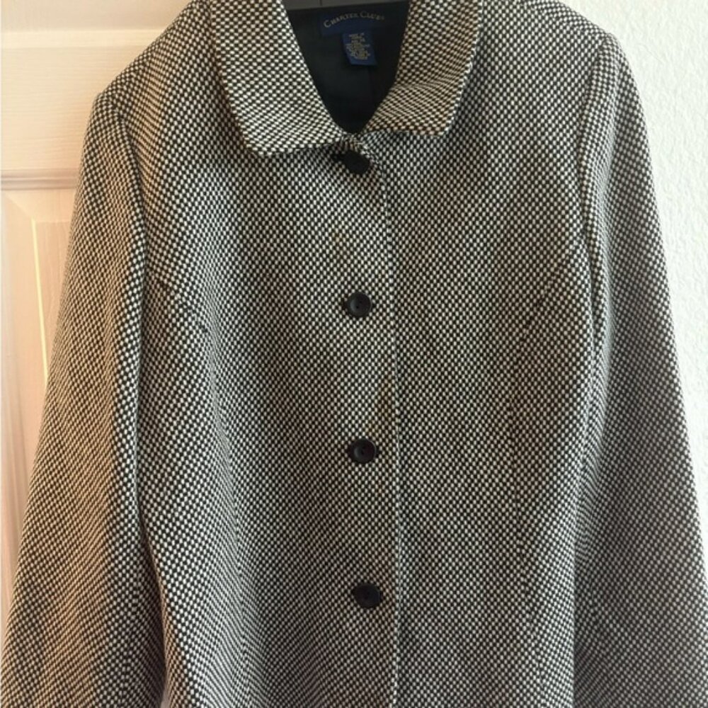 Charter Club Black and White Trench Coat